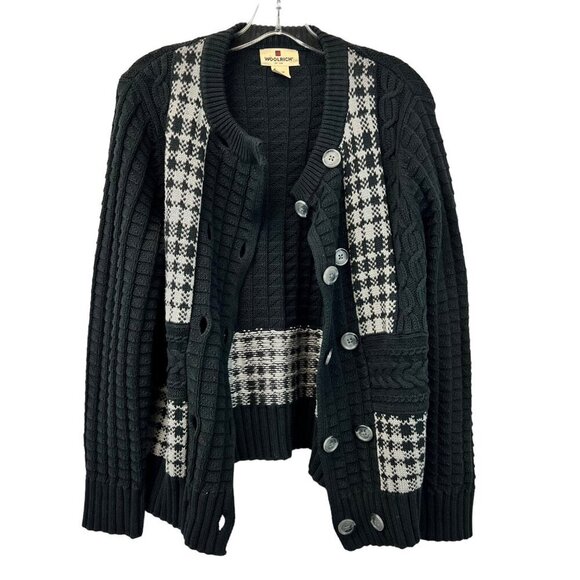 Woolrich Women’s Double Brested Cardigan Long Sleeve Black/Gray Size Medium - Picture 1 of 9